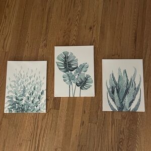 Botanical Canvas Art Set - Green and White